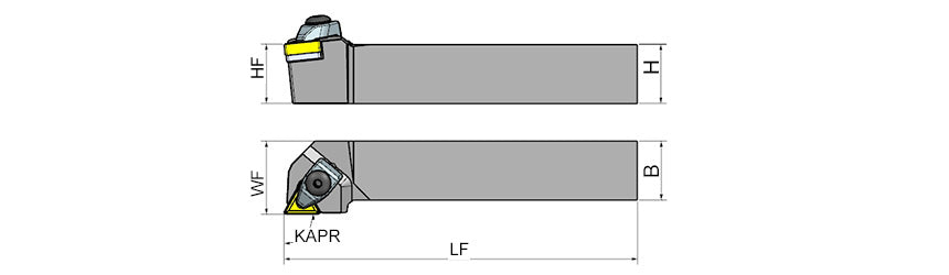 AKKO TTGNR/L T-System External Turning Toolholder - dimension drawing