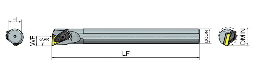 AKKO TTUNR/L T-System Boring Bar - dimension drawing