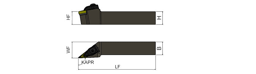 AKKO TVJNR/L T-System External Turning Toolholder - dimension drawing