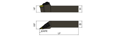 AKKO TVJNR/L T-System External Turning Toolholder - dimension drawing
