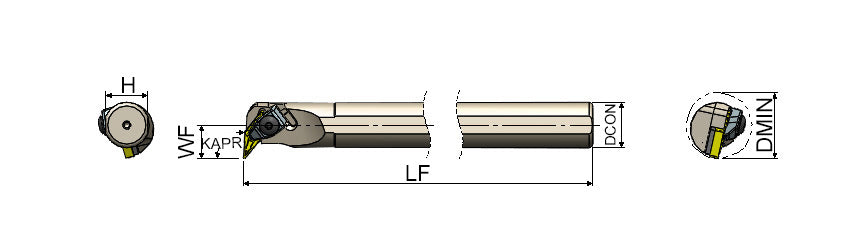 AKKO TVUNR/L T-System Boring Bar - dimension drawing