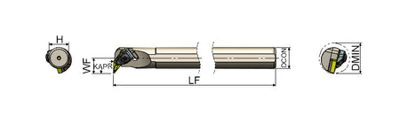 AKKO TVUNR/L T-System Boring Bar - dimension drawing