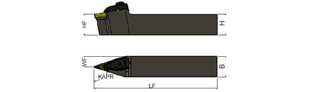 AKKO TVVNN T-System External Turning Toolholder - dimension drawing
