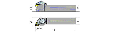 AKKO TWLNR/L-H T-System External Turning Toolholder - dimension drawing