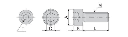 AKKO Inbus (Hex Socket) Screws - dimension drawing