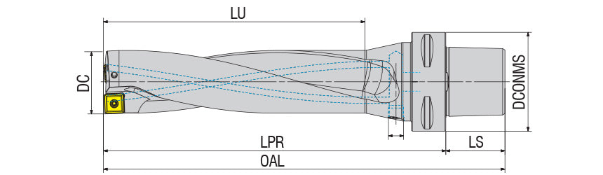 AKKO ATUM XD4-C-880 ATUM Indexable Drill (U-Drill) - dimension drawing