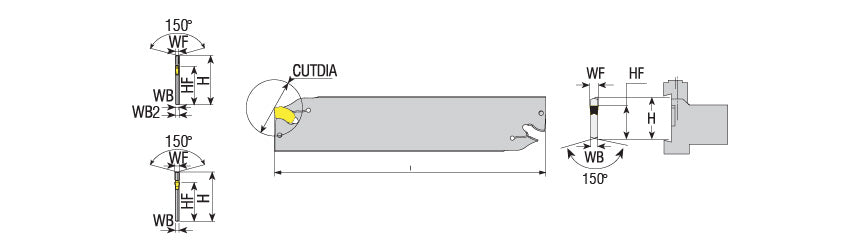 AKKO AKL-SX Parting and Deep Grooving Blade - dimension drawing