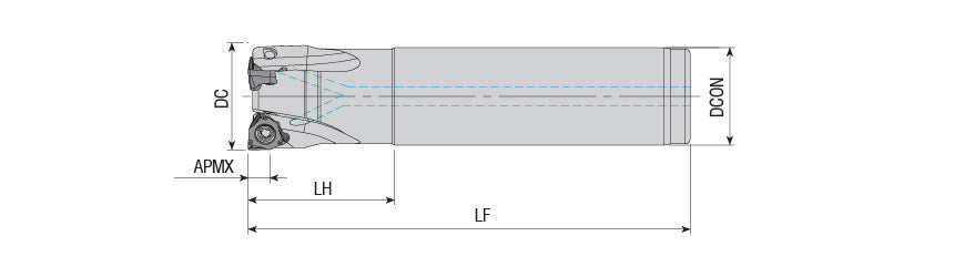 AKKO AEM90-XN S-System End Mill - dimension drawing