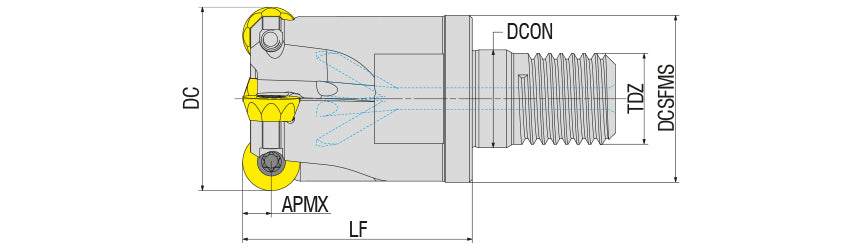 AKKO AEMR-RO-H S-System Face and Copy Modular End Mill - dimension drawing