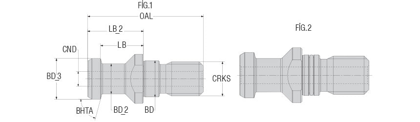 AKKO Pull Studs (DIN 69872-A) - dimension drawing