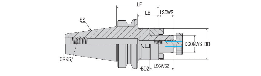 AKKO ABT-FMC BT Combi Shell Mill Holder - dimension drawing
