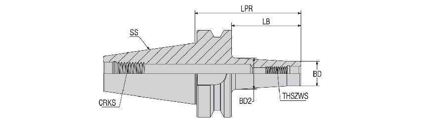 AKKO ABT-MM BT End Mill Holder (Weldon) - dimension drawing