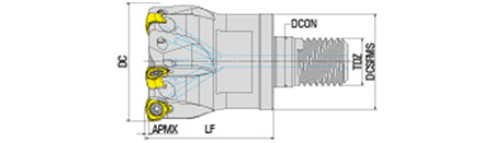 AKKO AHFM-WN0503-H S-System High Feed Modular End Mill - dimension drawing