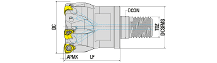 AKKO AHFM-WN0503-H S-System High Feed Modular End Mill - dimension drawing