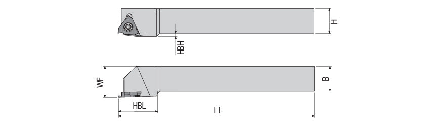 AKKO ADKT-GB-R/L External Grooving Toolholder - dimension drawing