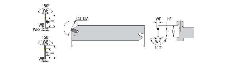AKKO AKL-SP Parting and Deep Grooving Blade - dimension drawing