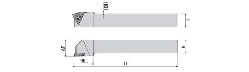 AKKO ADKT-TGF-R/L External Grooving Toolholder - dimension drawing
