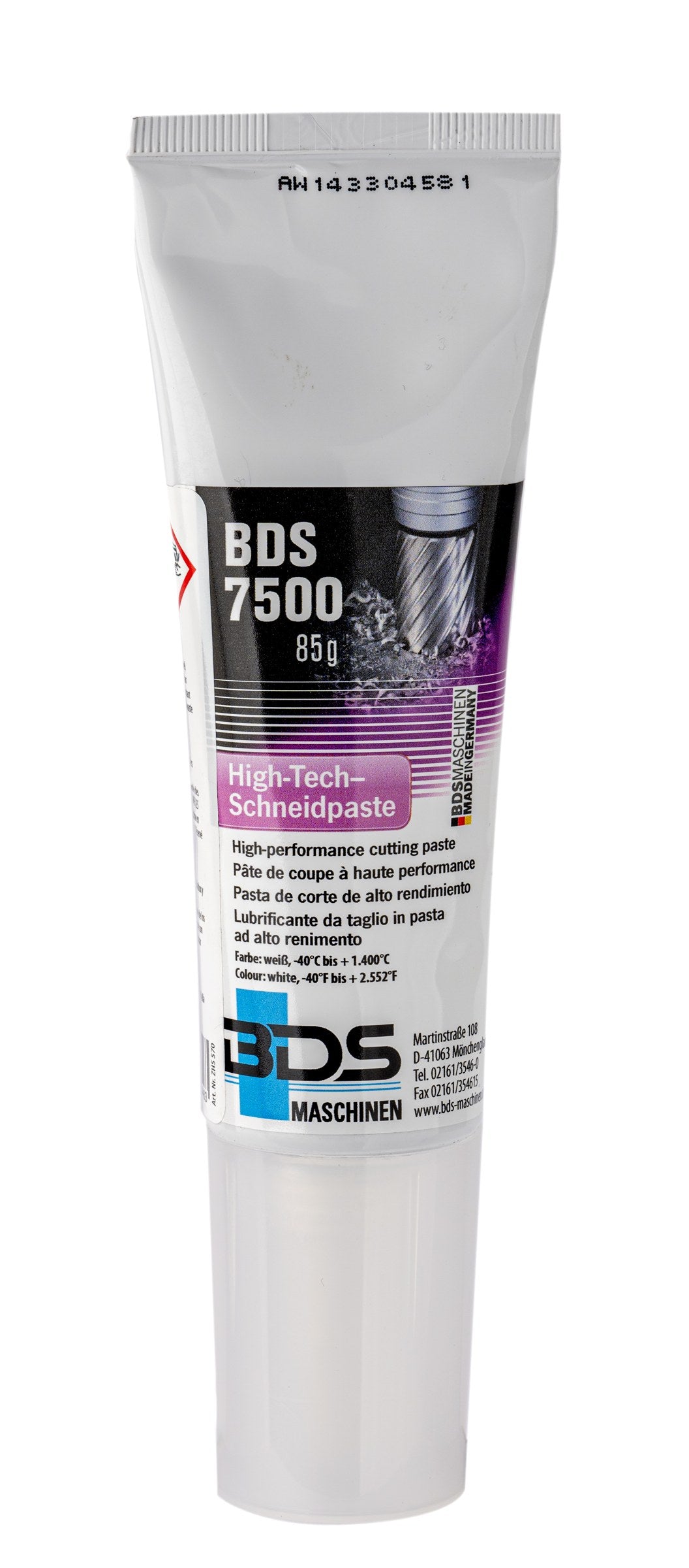 BDS 7500 cutting paste tube, front