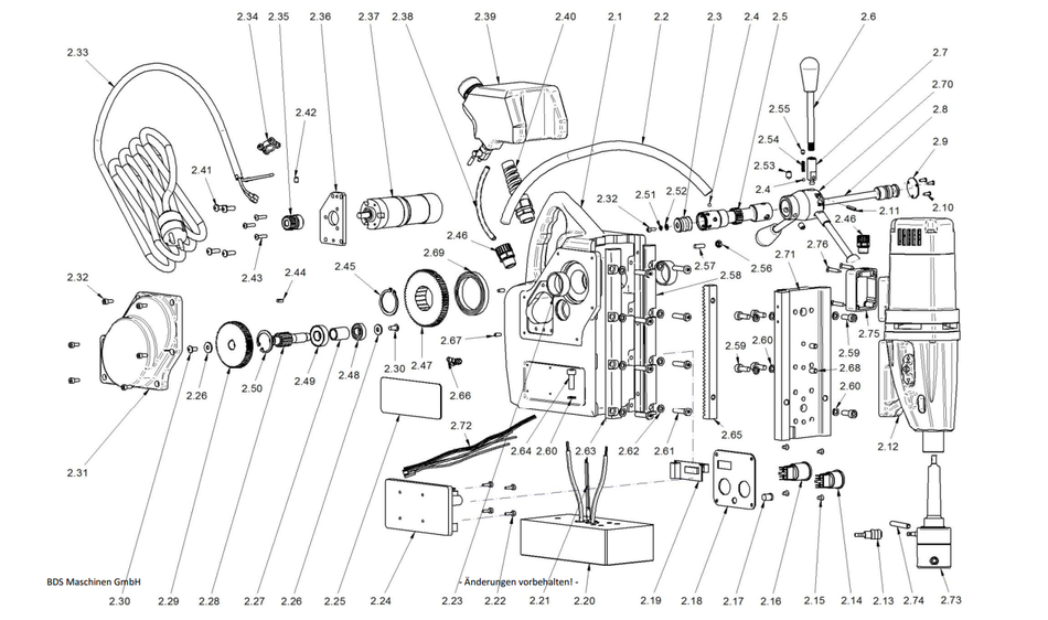 BDS exploded-view parts diagram – AutoMAB 450 stand unit