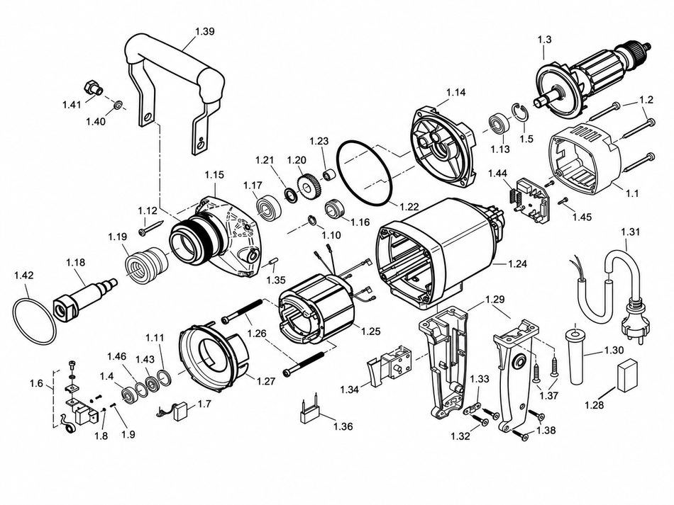BDS exploded-view parts diagram – EKF 300.3 motor unit
