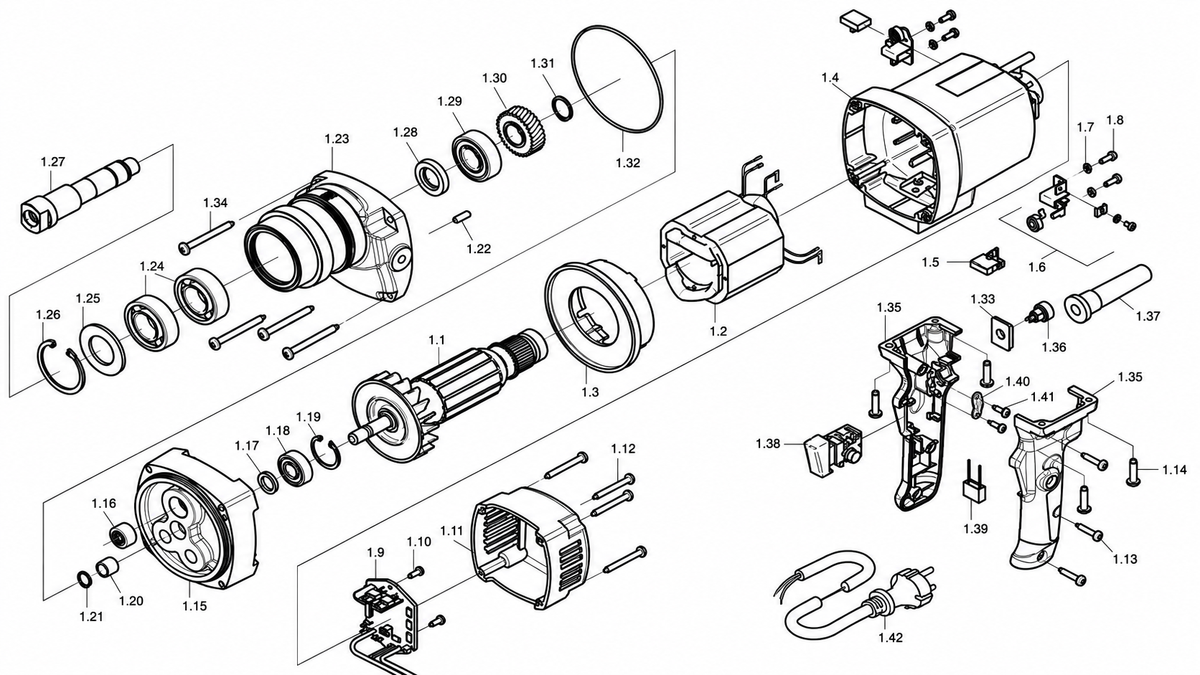 BDS exploded-view parts diagram – EKF 630 motor unit