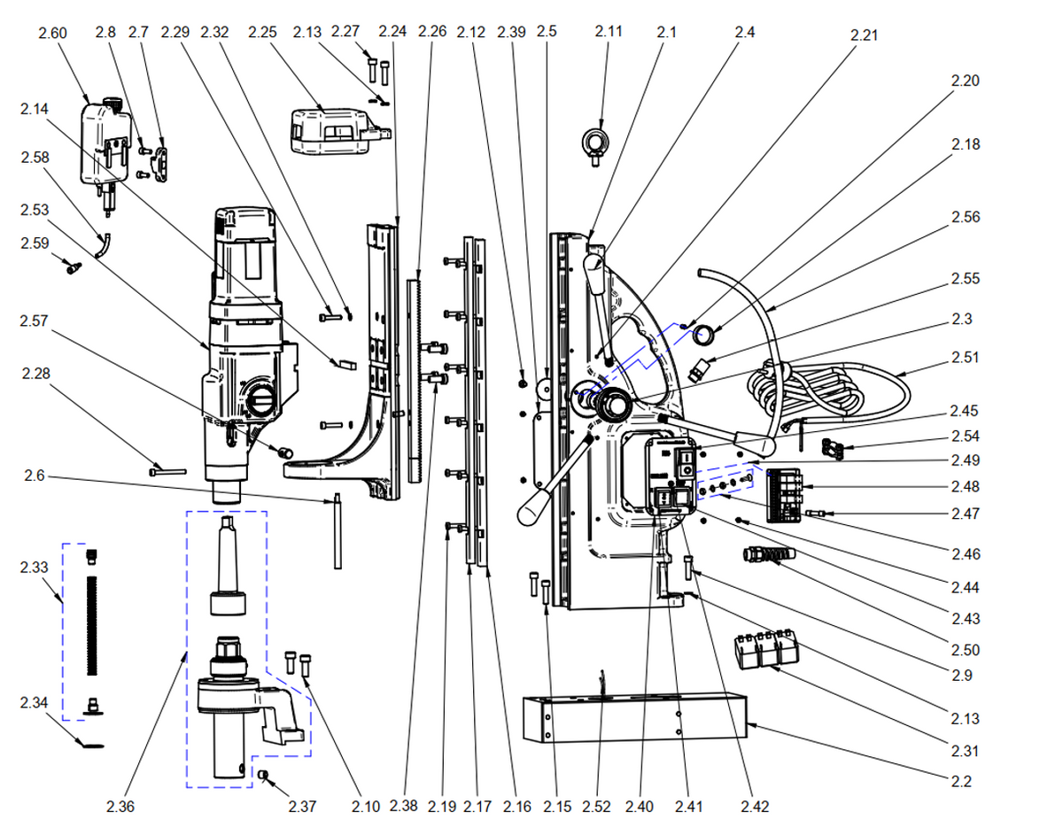 BDS exploded-view parts diagram – MAB 1300 (Classic Generation) stand unit