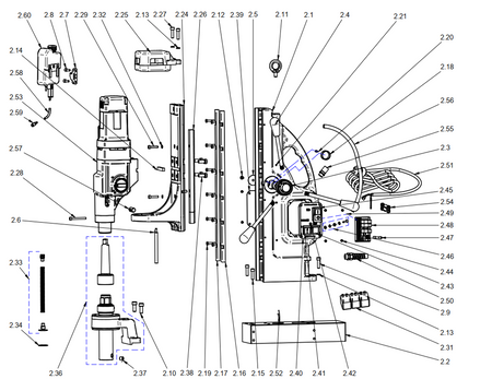 BDS exploded-view parts diagram – MAB 1300 (Classic Generation) stand unit