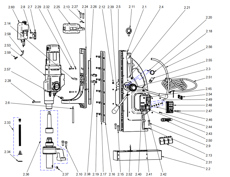 BDS exploded-view parts diagram – MAB 1300 (Classic Generation) stand unit