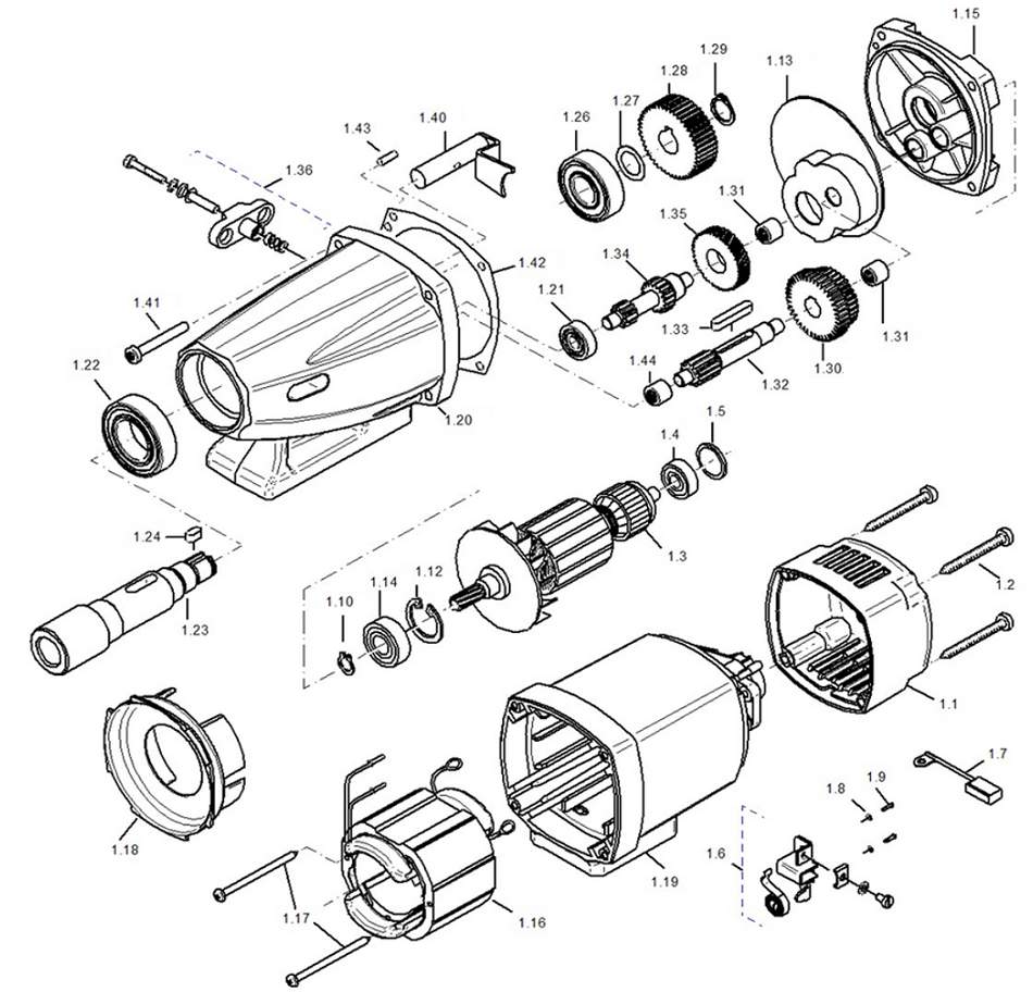 BDS exploded-view parts diagram – MAB 455 (New Generation) motor unit