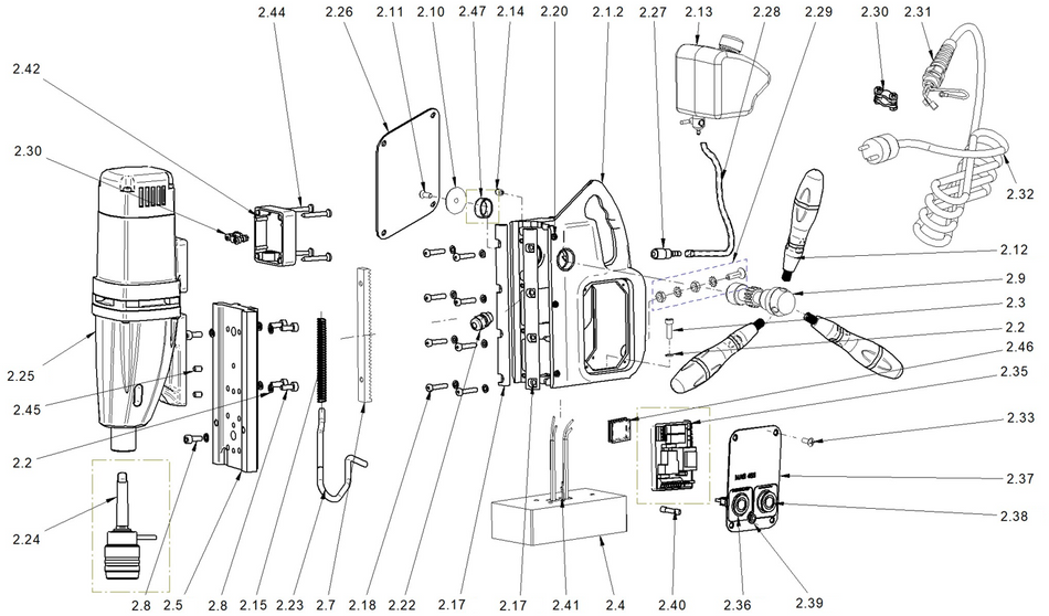 BDS exploded-view parts diagram – MAB 455 (New Generation) stand unit
