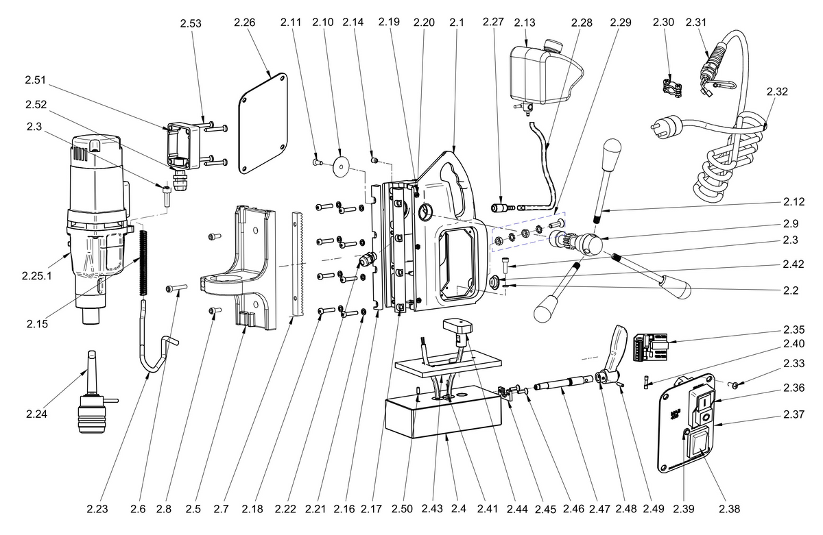 BDS exploded-view parts diagram – MAB 455SB (Classic Generation) stand unit