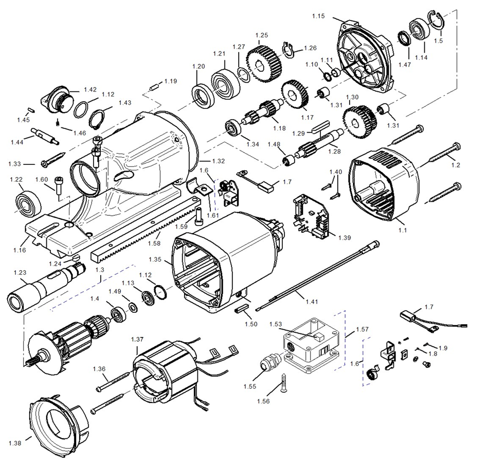 BDS exploded-view parts diagram – MAB 485 (New Generation) motor unit
