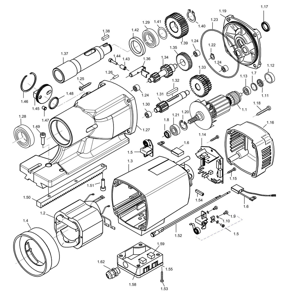 BDS exploded-view parts diagram – MAB 525 (New Generation) motor unit