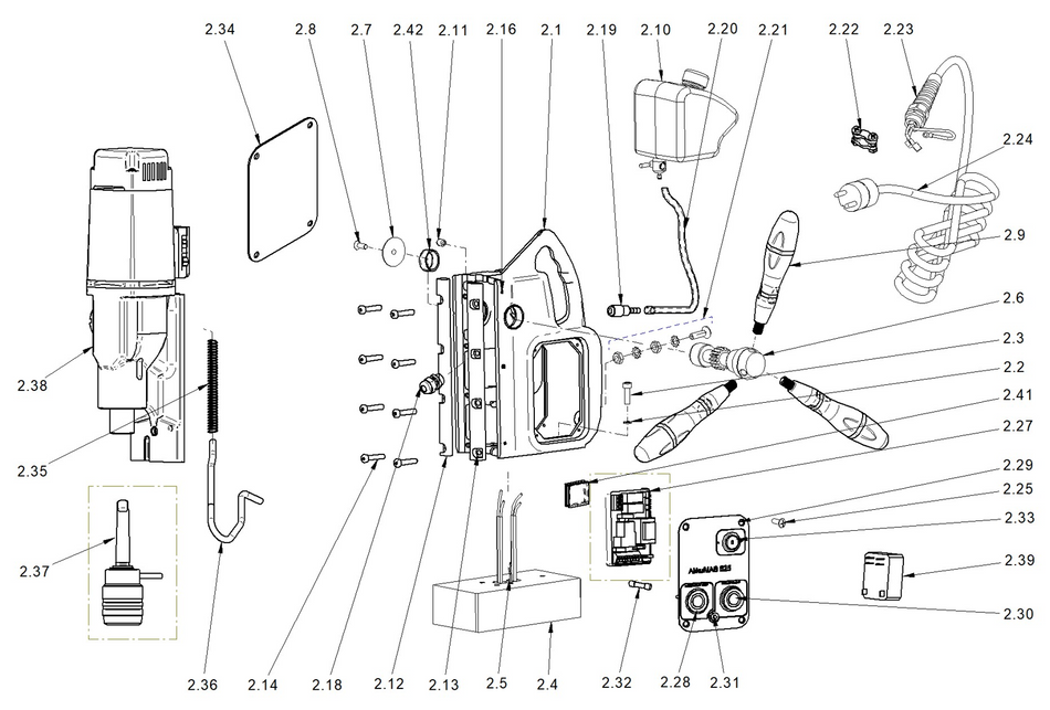 BDS exploded-view parts diagram – MAB 525 (New Generation) stand unit