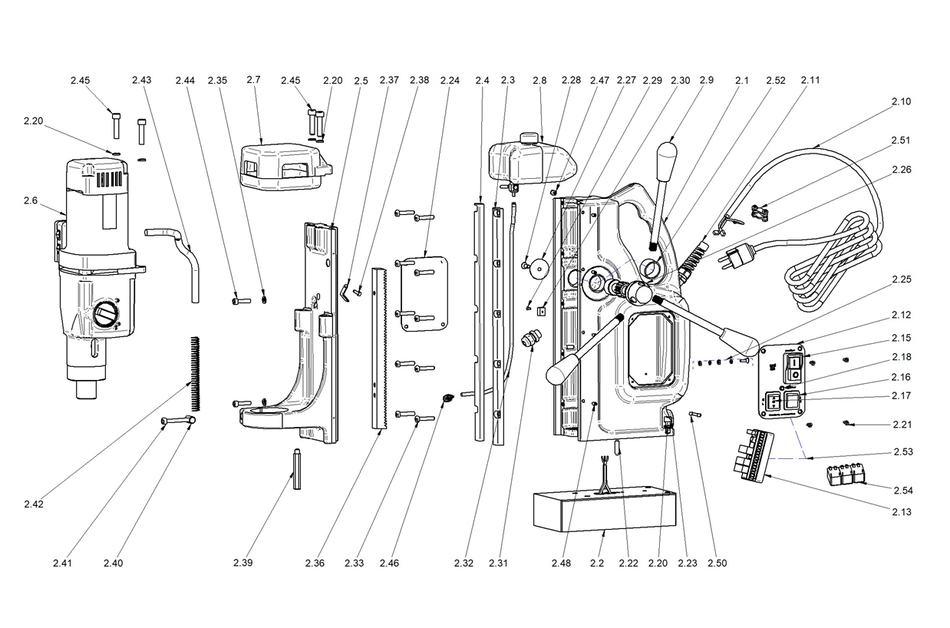 BDS exploded-view parts diagram – MAB 825 (Classic Generation) stand unit