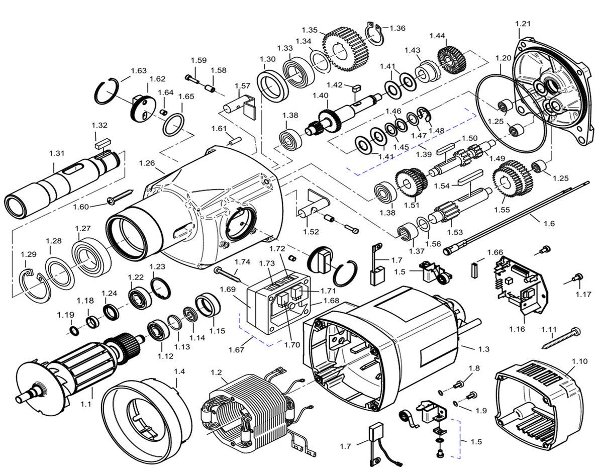 BDS exploded-view parts diagram – MAB 825 (New Generation) motor unit