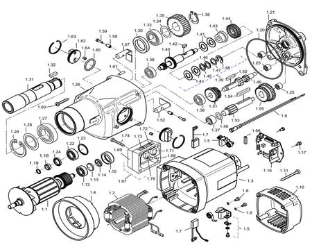 BDS exploded-view parts diagram – MAB 825 (New Generation) motor unit