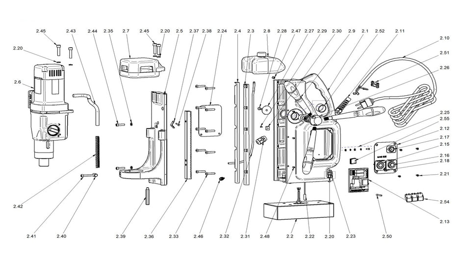 BDS exploded-view parts diagram – MAB 825 (New Generation) stand unit