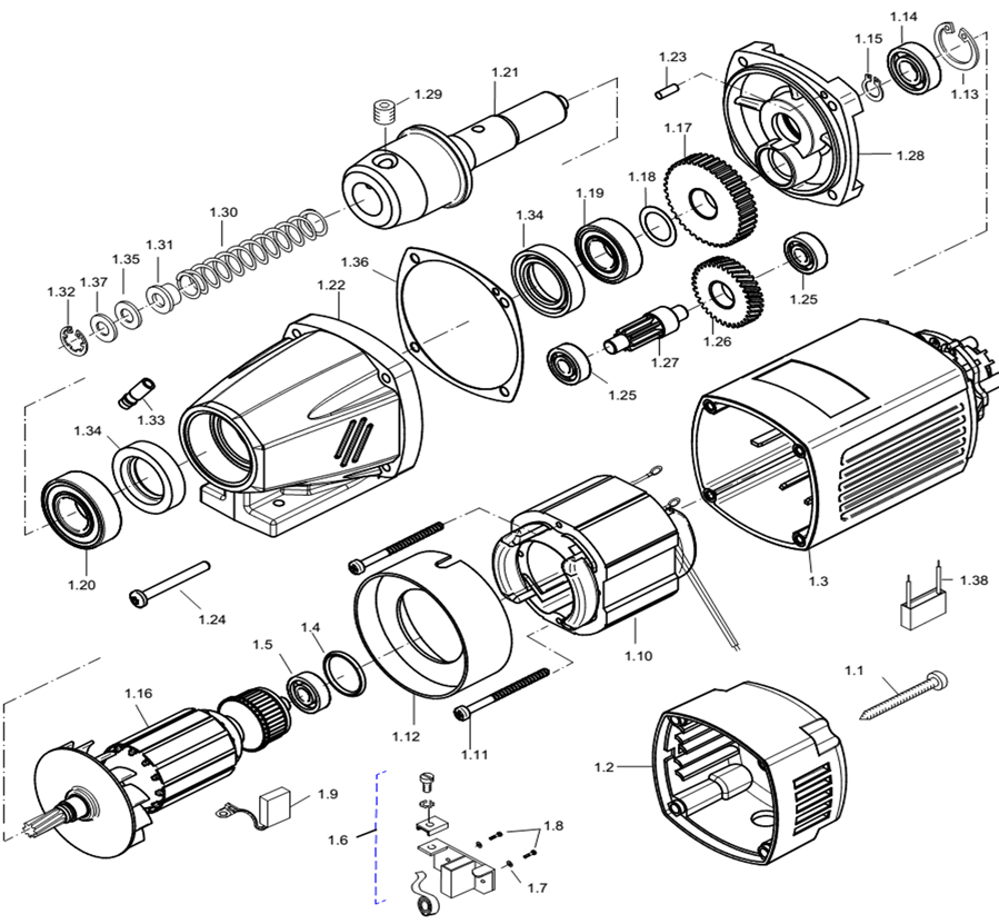 BDS exploded-view parts diagram – MABasic 200 motor unit