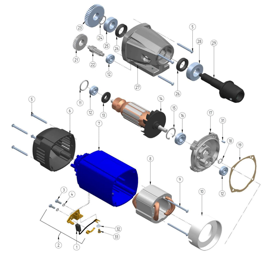 BDS exploded-view parts diagram – MABasic 35 motor unit