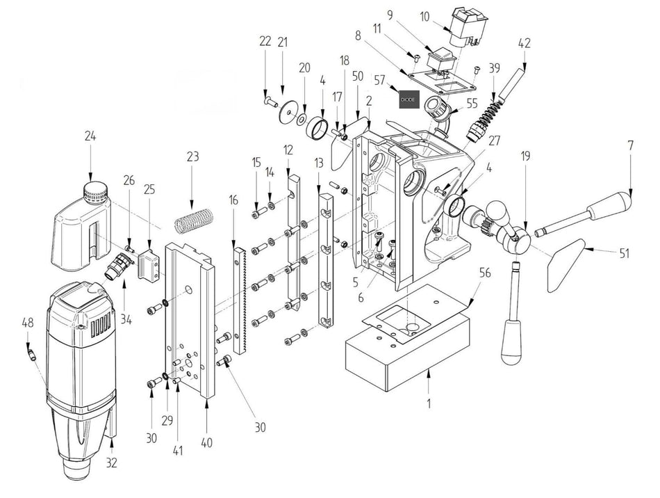 BDS exploded-view parts diagram – MABasic 35 stand unit