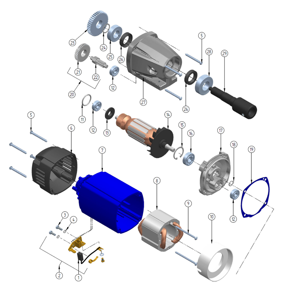 BDS exploded-view parts diagram – MABasic 40M motor unit