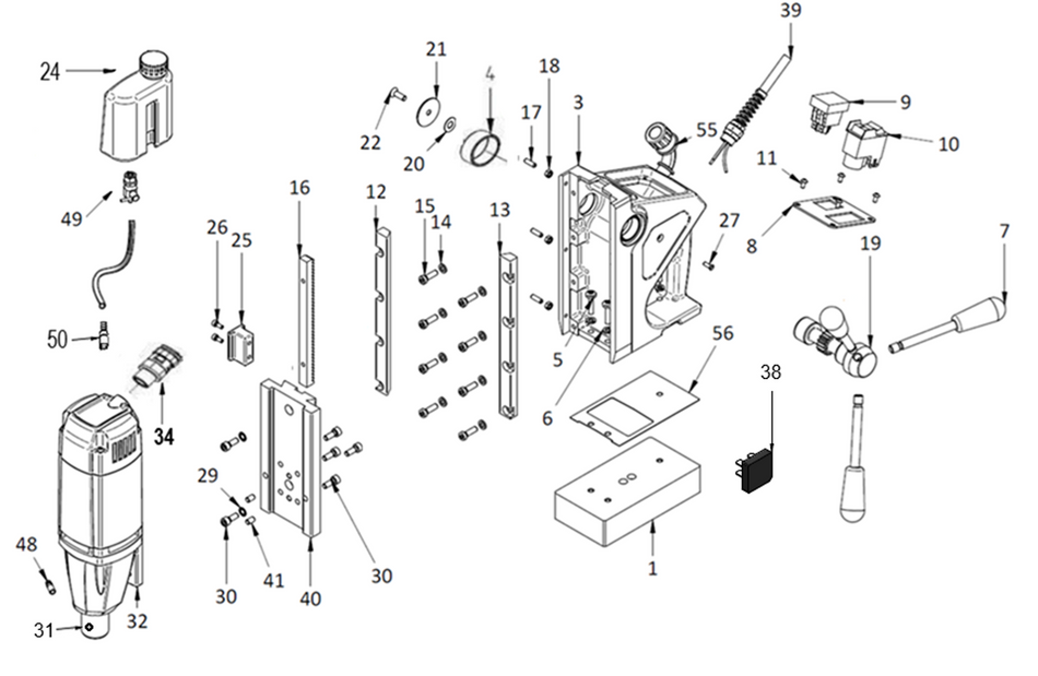 BDS exploded-view parts diagram – MABasic 40M stand unit