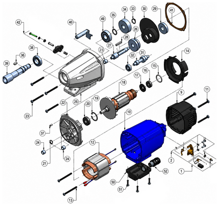 BDS exploded-view parts diagram – MABasic 50 motor unit