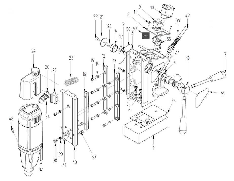 BDS exploded-view parts diagram – MABasic 50 stand unit