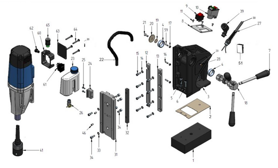 BDS exploded-view parts diagram – MABasic 60R (MABasic 50R) stand unit