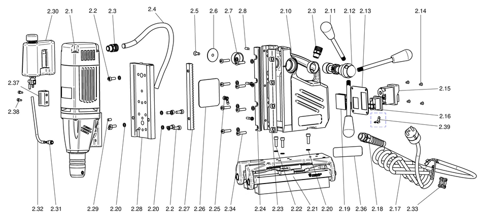 BDS exploded-view parts diagram – PipeMAB 200 stand unit