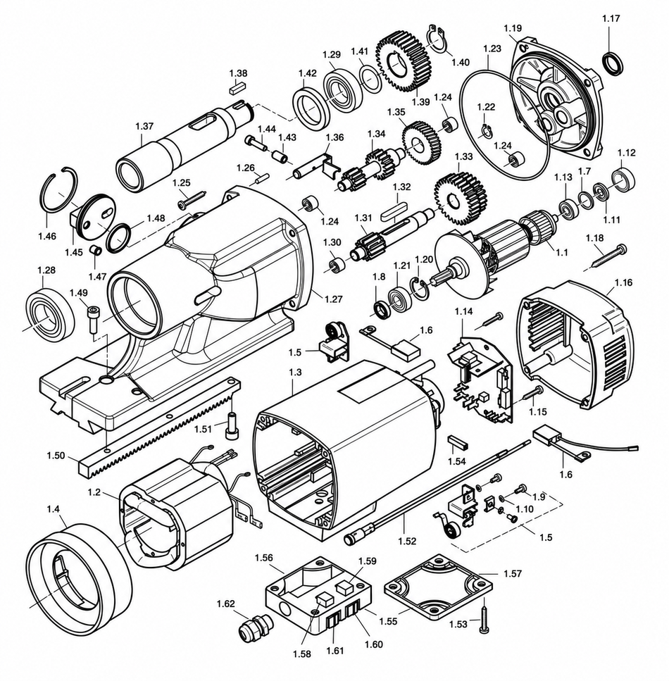 BDS exploded-view parts diagram – RailMAB 915 motor unit