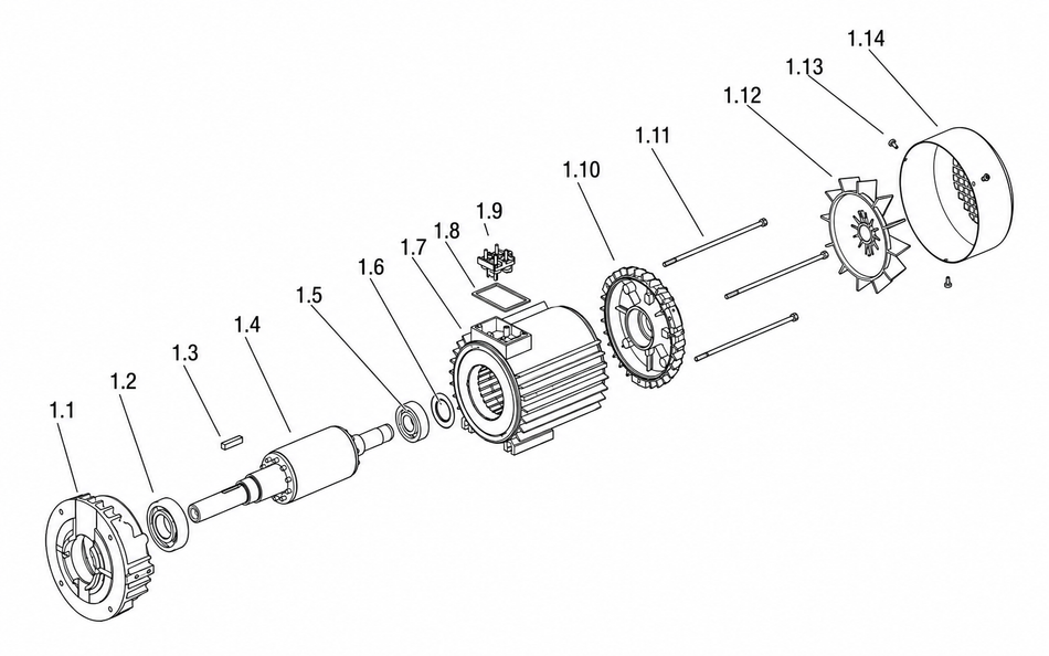 BDS exploded-view parts diagram – SKF 025 motor unit