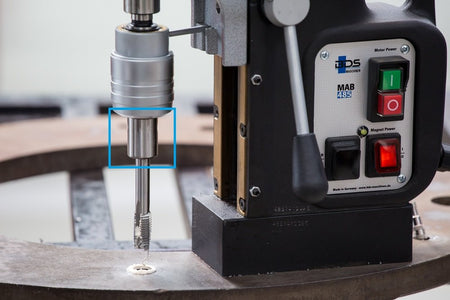BDS ZGA tap adapter on a magnetic drill